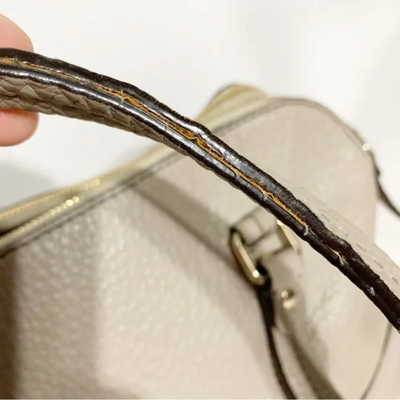 kate spade Taupe Pebbled Leather Grove Court Lainey Satchel Fully Lined Top Hand - Picture 8 of 14